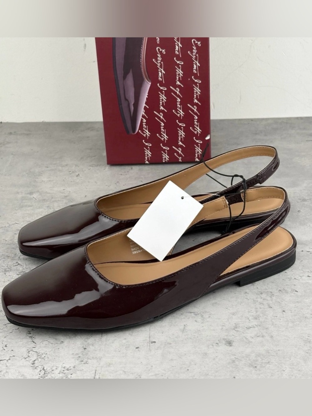 Kensie Felice Women's Shoes Dark Red Slingback Flats Size 9 New In Box - Picture 2 of 5